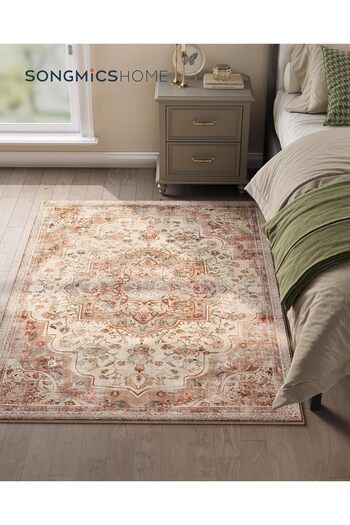 SONGMICS Decorative Rug, Non-Slip, Vintage Style, Machine Washable, 120×170 cm, Cappuccino Beige