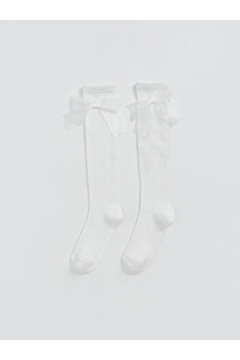 LC Waikiki Create Your Style from Uzg Store |   Bow Detailed Girl's Knee High Socks 2-Piece