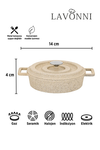 LAVONNI (Baby Seri̇es) 5 Piece Mini Cast Iron Cookware Set - Cappuccino