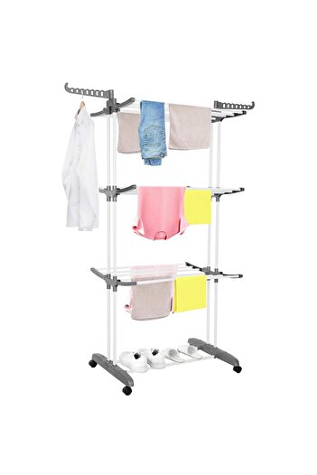 SERSIMO Vertical clothes dryer, mobile and foldable, with two hangers, 75x57x170cm, load 20kg
