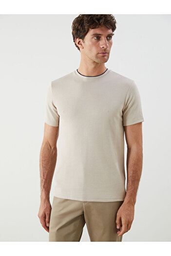 LC Waikiki Timeless Recommendations from Timeless Store |   Crew Neck Short Sleeve Combed Cotton Men's Textured T-Shirt