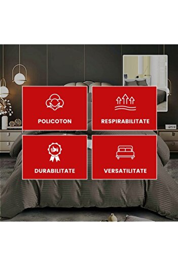 PATONE Damask Polycotton Bed Linen, Light Brown, 4 Pieces, for Double Bed