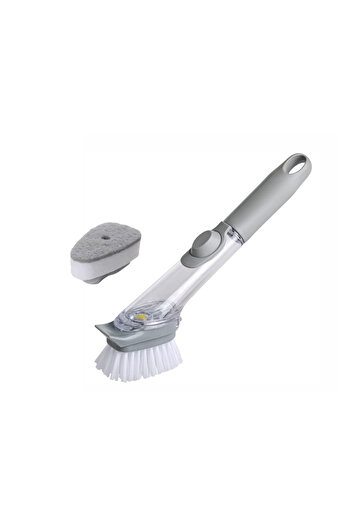 PAA-home Dishwashing brush, with built-in detergent tank and 2 interchangeable heads 1 brush and 1 sponge