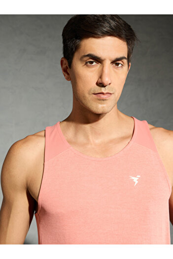 Technosport By Styli Men Orange Melange Slim Fit Tank