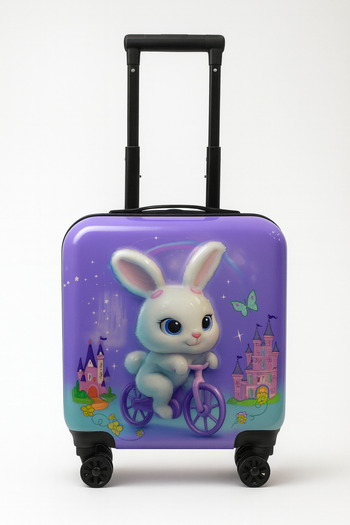 Mnuk Cute Rabbit-Sided Polycarbonate Kids Trolley Luggage-16 Inches| RB-112