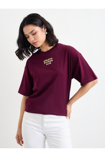 Styli Oversized Athletic Club Slogan T-Shirt with Dropped Shoulder