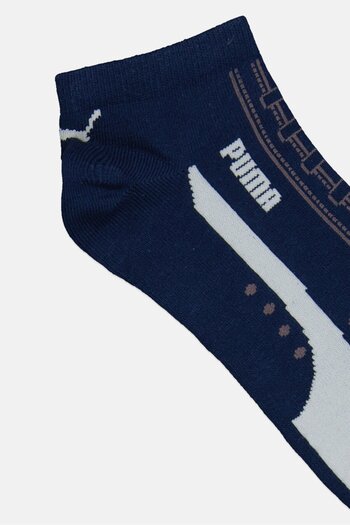 Puma Men 1 Pair Allover Print Sneaker Ankle Socks, Navy