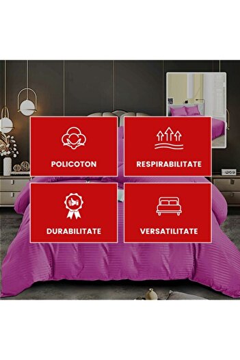 PATONE Damask Polycotton Bed Linen, Sycamore, 4 Pieces, for Double Bed