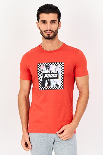 Puma Men Slim Fit Short Sleeves Outdoor T-Shirt, Red