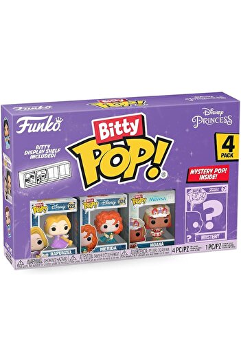 Funko Set 4 figurine Bitty POP! Disney Princess - Rapunzel, Merida, Moana, figurina surpriza