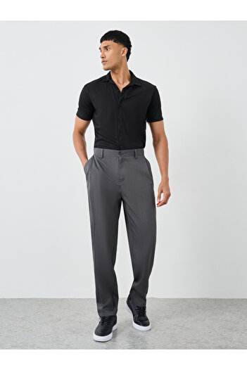 Styli Men Grey Straight Fit Pleated Trousers