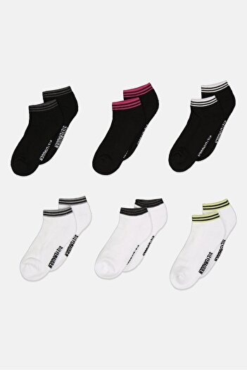 Steve Madden Women 6 Pair Brand Logo Low Cut Socks, Multicolor