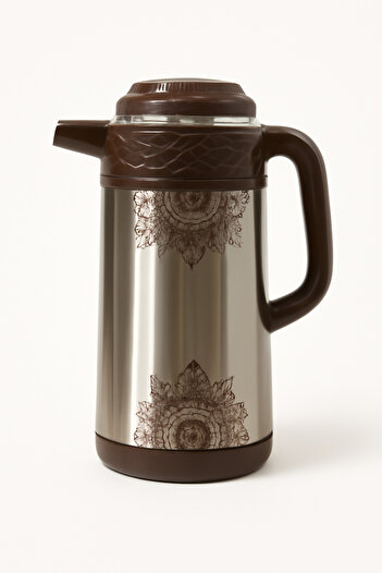 TSUMAB Bister Premium Vacuum Flask – 1.3L Decorative Stainless Steel (Brown)