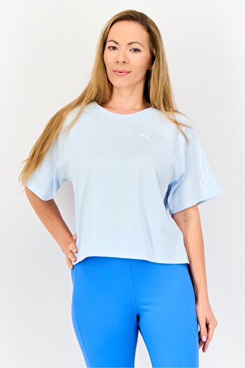 Puma Women Relaxed Fit Short Sleeves Outdoor Crop Top, Light Blue