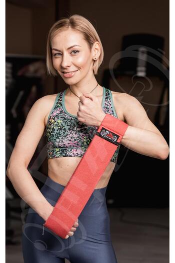 PaaFit Elastic band made of cotton and latex/hip band, red, for fitness exercises, yoga, Crosfit