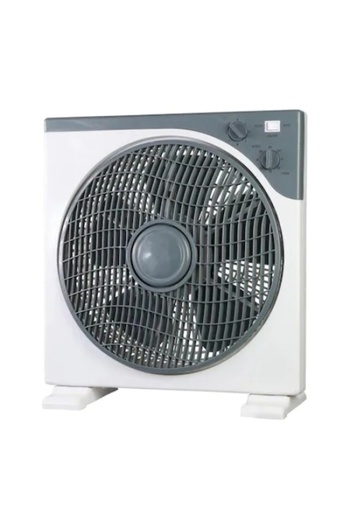 FOXMAG24 Box fan, with rotating grille, 3 speed settings, built-in adjustable timer, white/gray