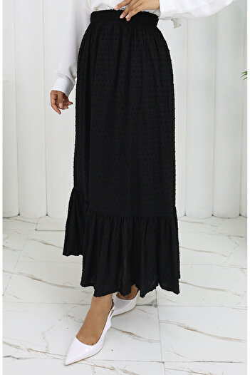 sefamerve Elastic Waist Skirt 2127-04 Black