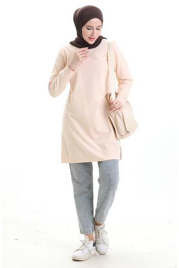 sefamerve Slit Detailed Tunic 9084-02 Beige