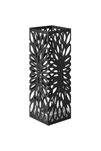 SONGMICS Metal Umbrella Stand with Hooks and Drip Tray, 16x16x49cm, Black