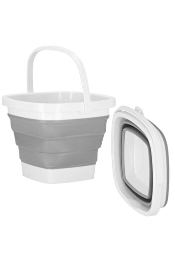 OEM Foldable basin, square, made of plastic and silicone, 21x17cm, 3 liters, gray