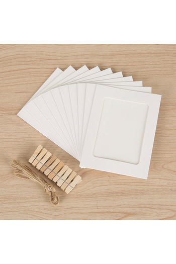 Choice White Paper Photo Frame 10pcs Kraft Hanging Picture Frames Display For Baby Photo Frame For Home Wal