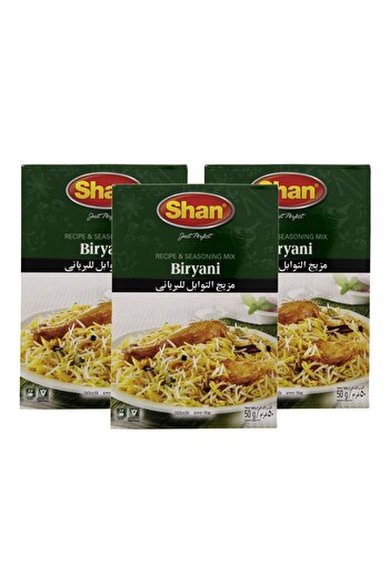 Shan Biriyani Masala 3 x 50 g Authentic Spice Blend for Perfect Hyderabadi & Bombay Style Biryani