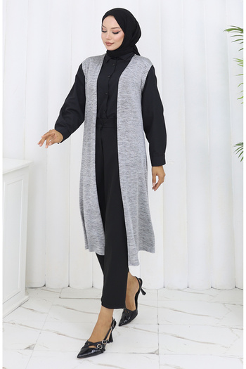 sefamerve Simple Long Flowing Seasonal Lycra Vest Women's Vest Large Size Vest 8762-01 Gray