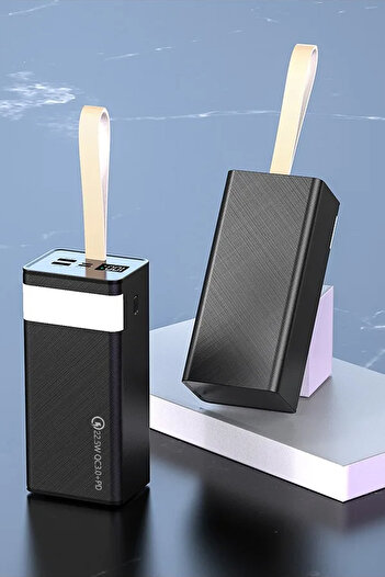 TECHNOMEN 22.5W Süper Hızlı Şarj Özellikli Powerbank Dijital Göstergeli Taşınabilir Powerbank Acil Durum Işığı