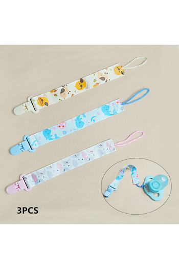 Choice mix 3 pcs 3PCS cartoon printed baby pacifier to prevent chain dropping; Baby gum toy anti fall rope