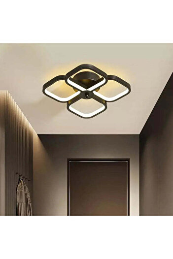VERTEX Lustra LED Tesser 36 W, 4 Patrate, lumina Rece/Calda/Neutra, Negru