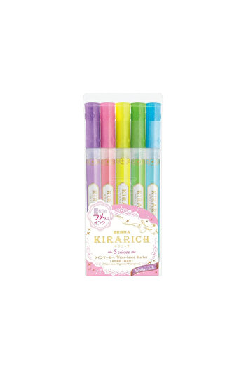 Zebra Textmarker Kirarich Glitter 5 colors/set