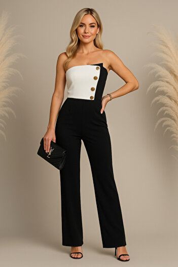 Welike Women's jumpsuit with decorative buttons