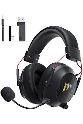 mytrix 2.4GHz Wireless Gaming Headset with Noise Cancelling Detachable Mic for PC/PS5/PS4/Switch/Mac