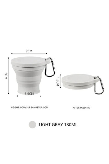 Choice Light gray Outdoors Silicone Folding Cup with Hanging Hole Creative Water Cup Travel Portable Washin
