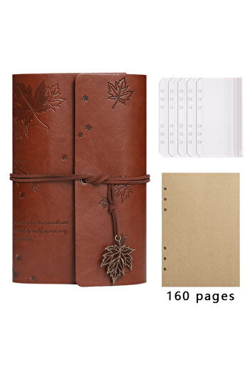 Choice Brown set Nostalgic Fallen Leaf Spiral Ring Diary Vintage Leather Cover Travel Personalized Binder w