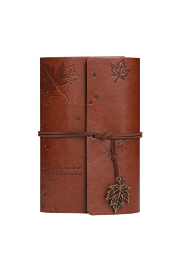 Choice brown shell Nostalgic Fallen Leaf Spiral Ring Diary Vintage Leather Cover Travel Personalized Binder