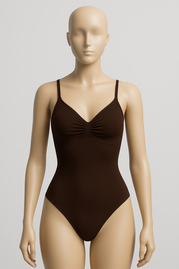 Serena Body modelator tanga cu bretele subțiri reglabile-maro