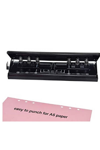Choice black 6-Hole Paper Punch with Positioning Mark Adjustable Black Pink Daily Puncher for A5 for A4 /