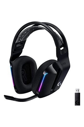 logitech Căști wireless de gaming G733, ultralegere, Lightsync RGB, negre