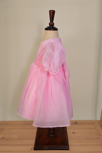 BUTİKHAPPYKİDS Baby Girl Pink Watermelon Sleeves Stone Detailed Evening Dress 1-5 Years