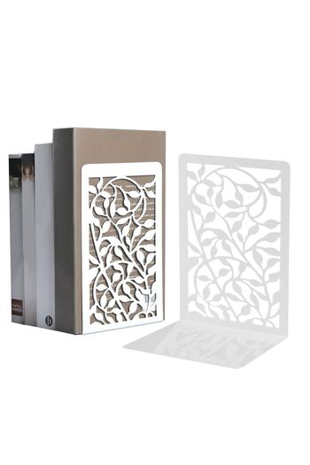 Choice WHITE 1 pair of white metal bookends - sturdy shelves for home, office and school