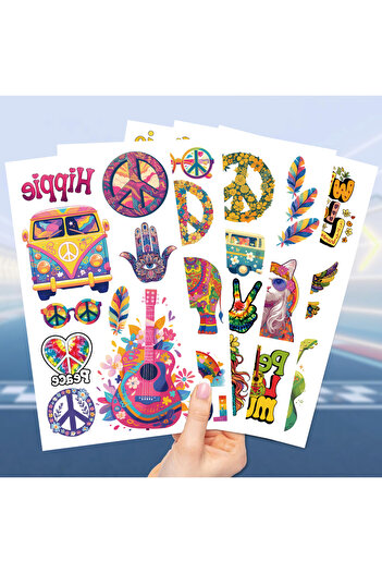 Choice 10pcs All 10PCS Hippie Peace and Love Waterproof Tattoos Set Rainbow Face Stickers Body Artattoos Te