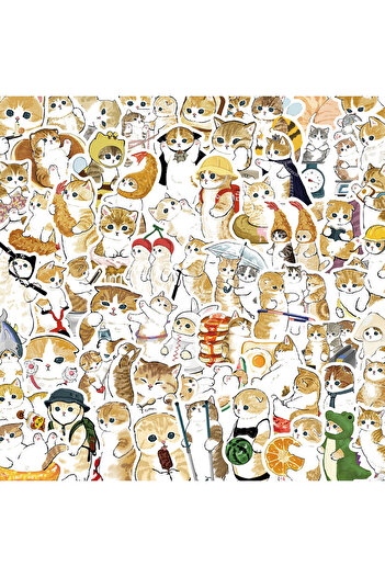 Choice 64pcs 64pcs cat stickers cute cartoon orange cat decoration luggage phone case laptop skateboard gui