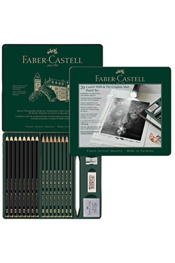 Faber Castell Set of 20 Matte Graphite Pencils + Castell 9000 Faber-Castell
