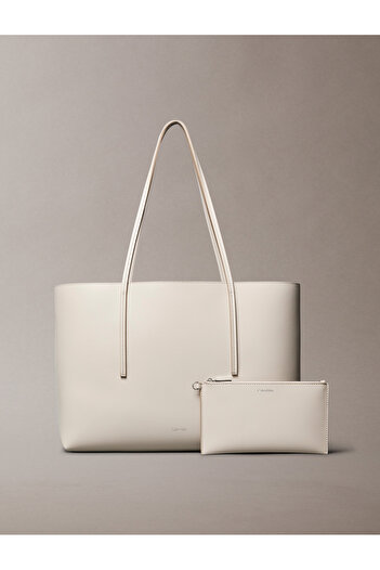 Calvin Klein Women Beige Foil Logo Tote Bag