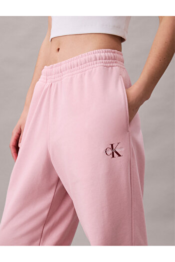 Calvin Klein Women Pink Nectar Monologo French Cotton Terry Joggers