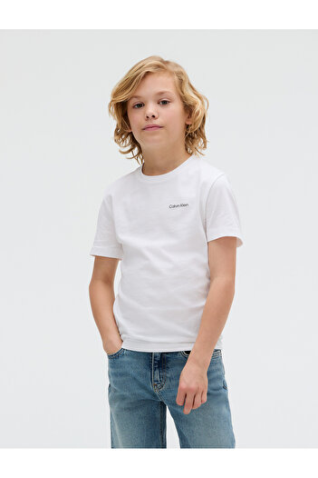 Calvin Klein Kids Bright White Chest Insert Logo Crew Neck T-Shirt