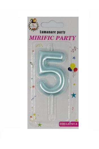 SDX Market Cake candle, number 5, Turquoise Blue
