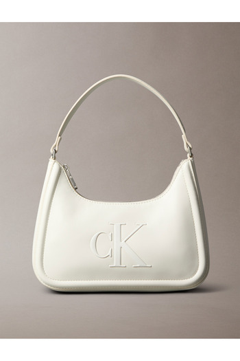 Calvin Klein Calvin Klein Women Lily White Bold Embossed Monogram Logo Shoulder Bag