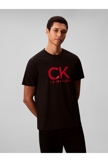 Calvin Klein Men Black 30S Graphic Crew Neck T-Shirt